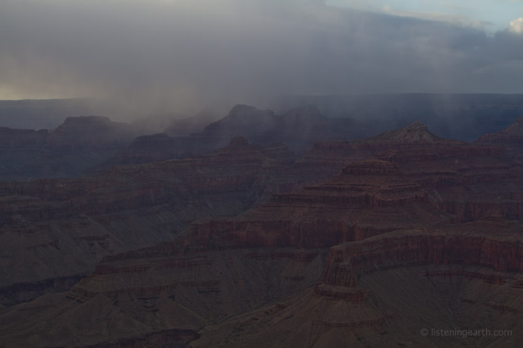 A snowsquall over the north rim of the Grand Canyon